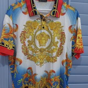 100% Authentic Versace Multicolor Graphic Men's Shirt